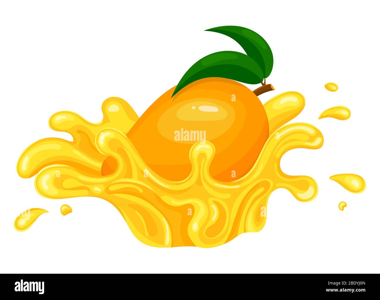 Fresh bright mango juice splash burst isolated on white background. Summer  fruit juice. Cartoon style. Vector illustration for any design Stock Vector  Image & Art - Alamy