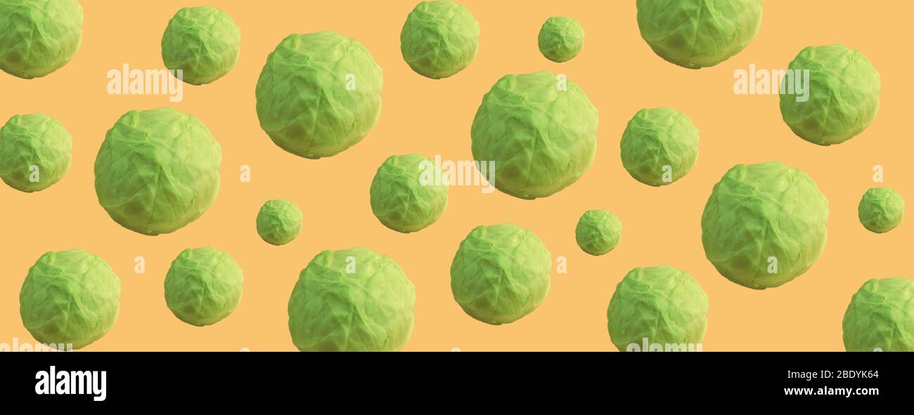 seamless pattern with white cabbage on a beige background. Vegetables ...
