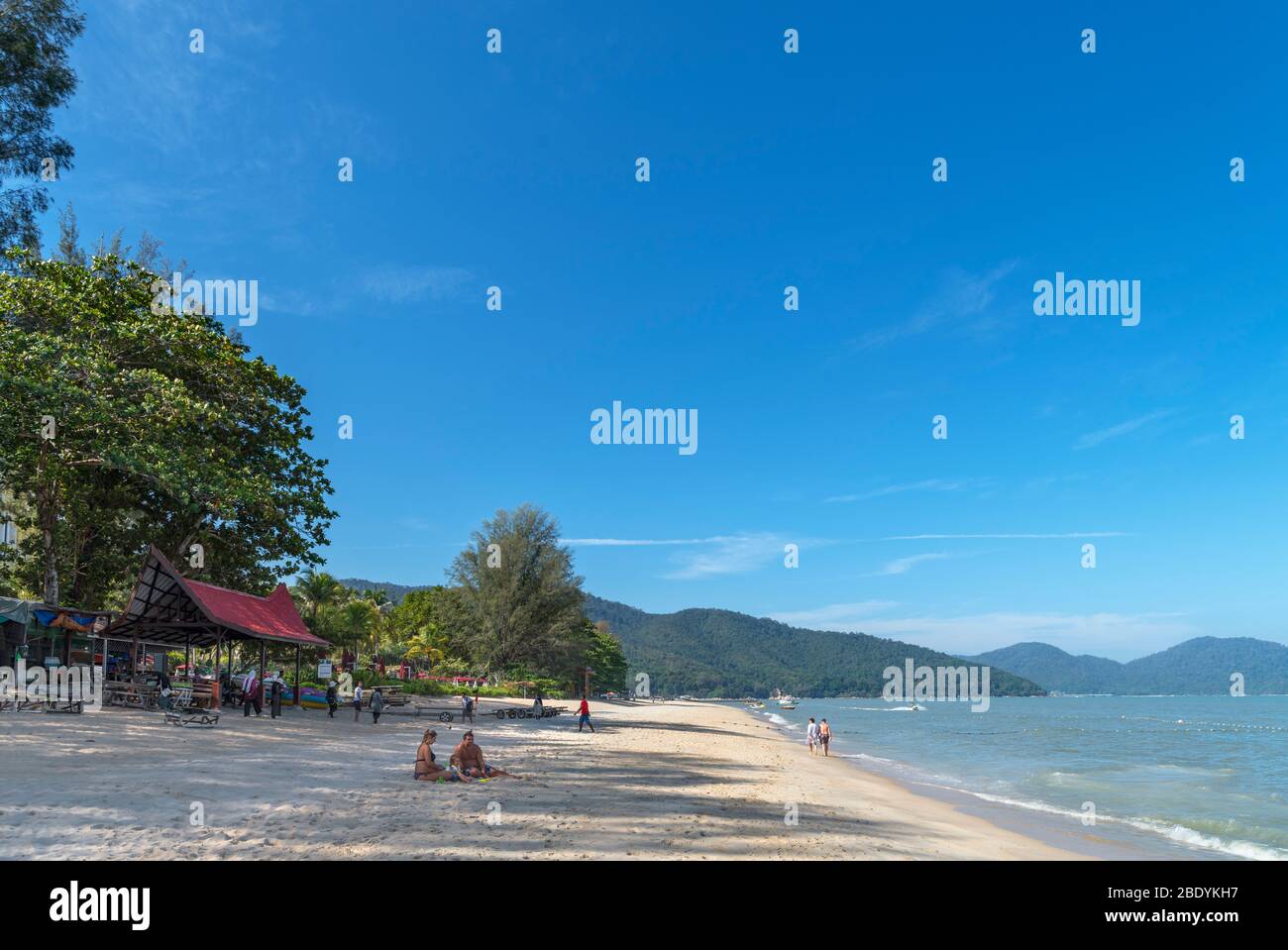 Beach at Batu Ferringhi, George Town, Penang, Malaysia Stock Photo