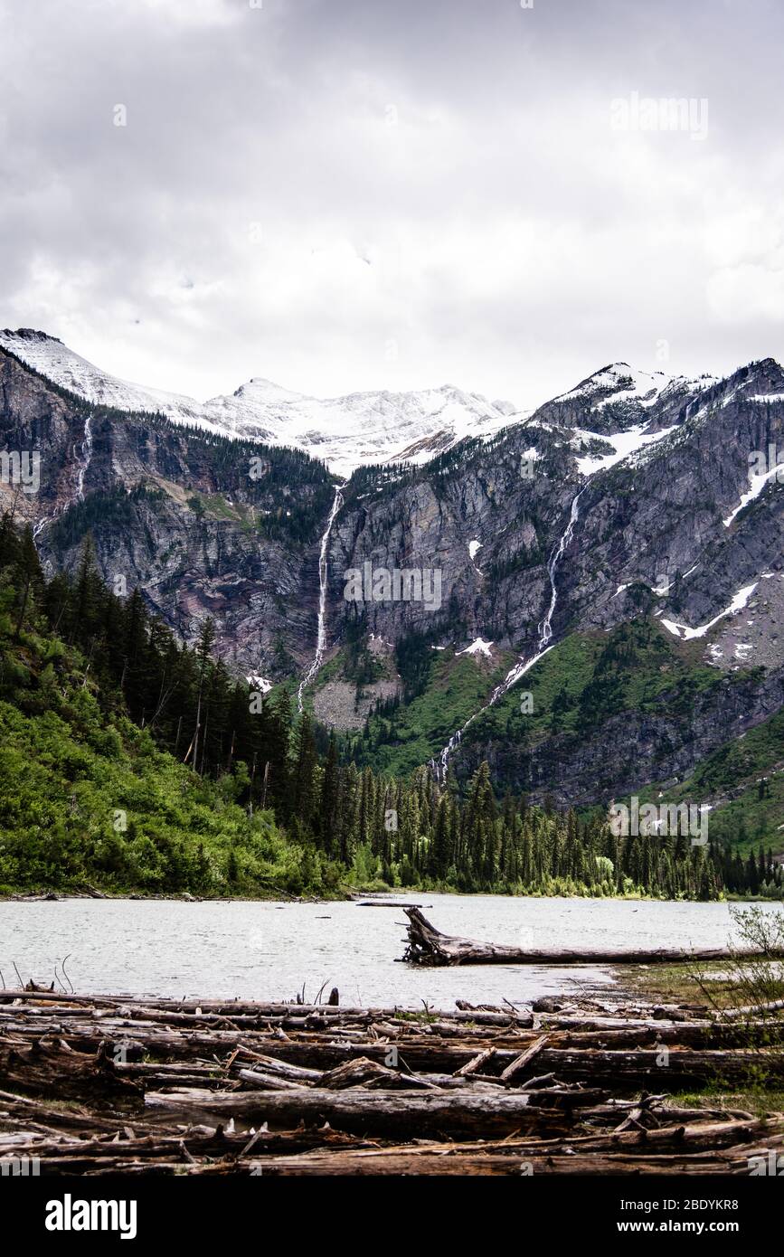Avalanche Lake in Glacier National Park. Stock Photo