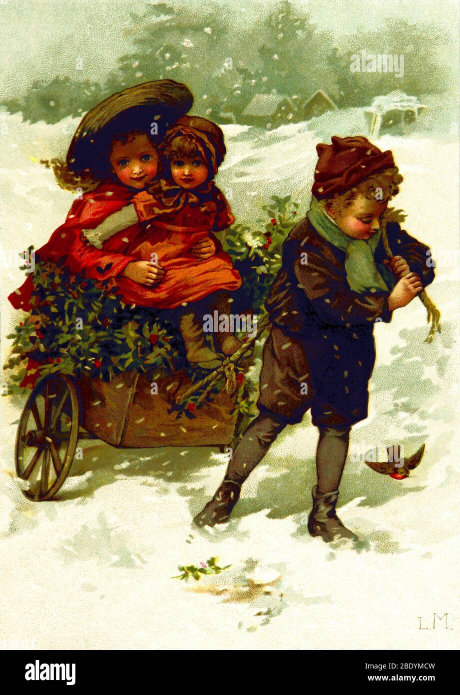 Season's Greetings, Happy Holidays, 1888 Stock Photo
