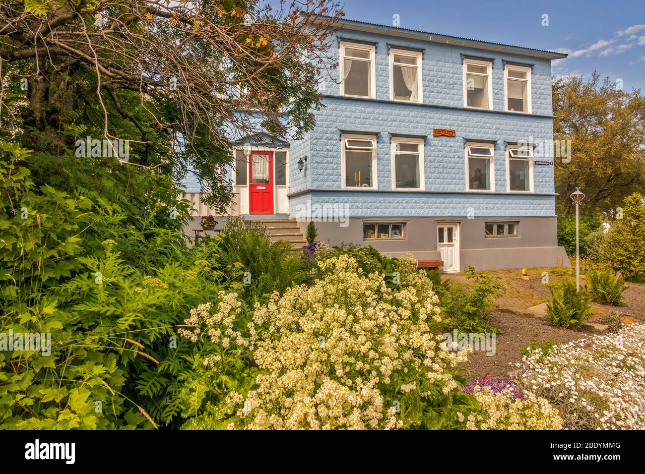 Attractive House and Garden, Akureyri, Iceland Stock Photo