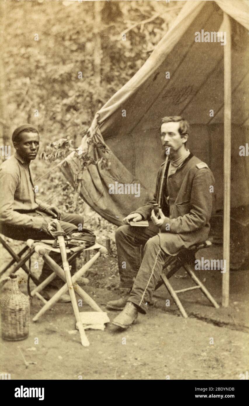 Union Solider and African-American Servant, c.1863 Stock Photo