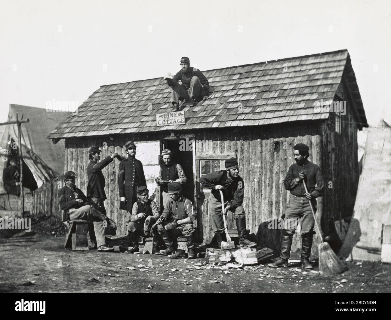 Civil War Soldiers, Winter Quarters, 1863 Stock Photo
