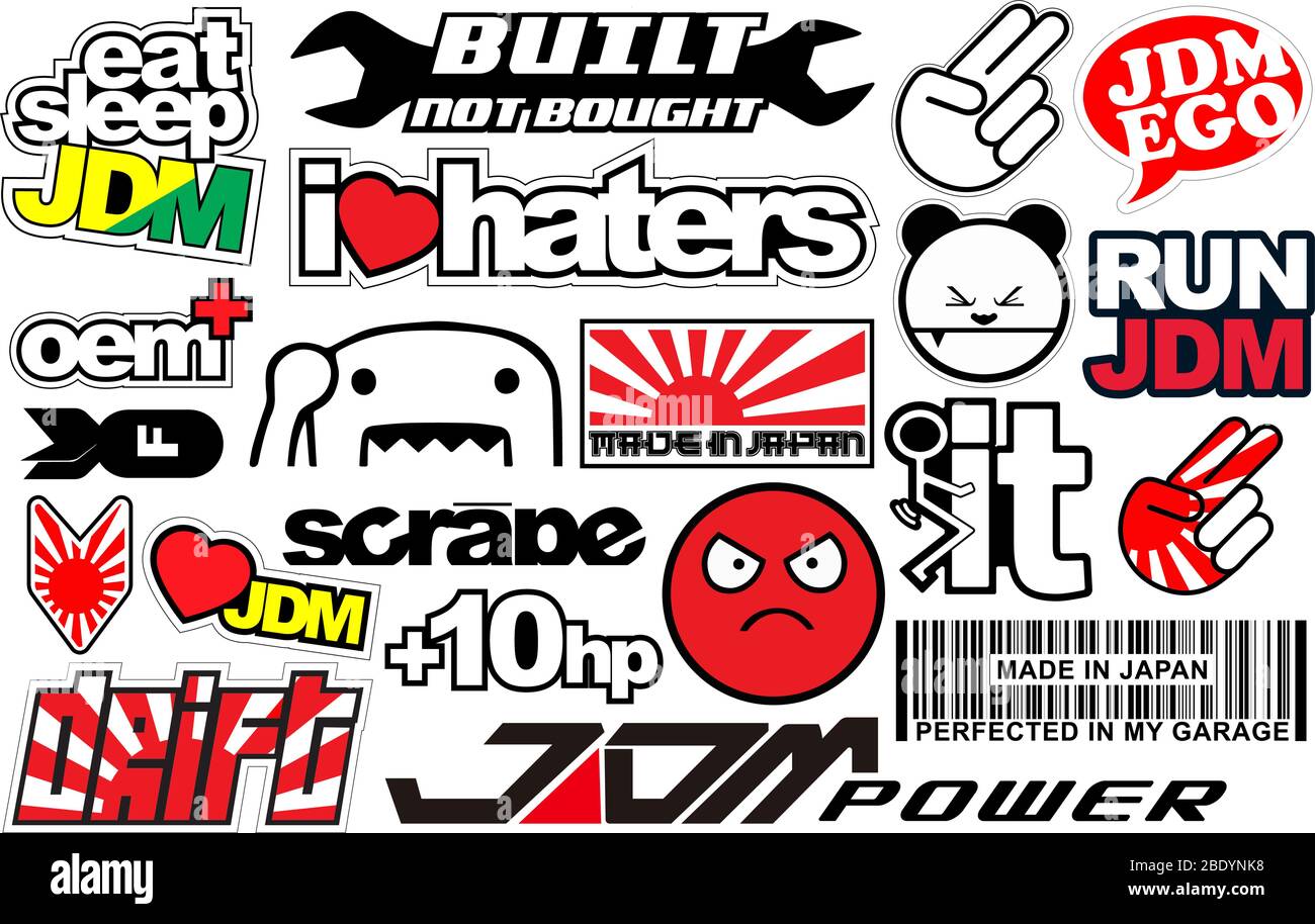 Japanese Car Decals, and Stickers in Vector format Stock Vector