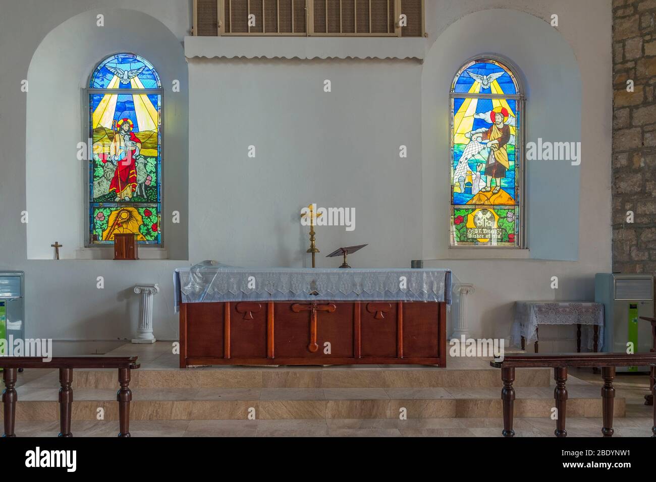 Inside St Peters Church, Parham, Antigua, West Indies Stock Photo
