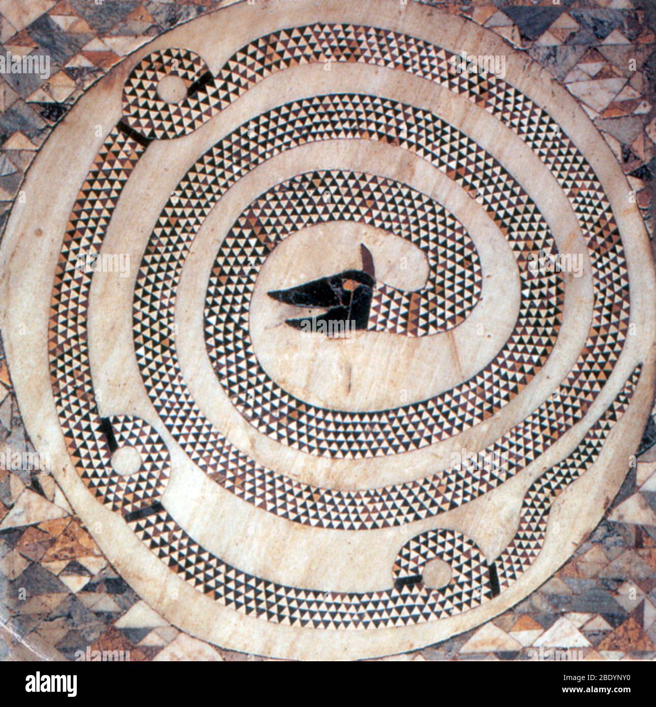 Church of Sant'Adriano Snake Mosaic, 12th Century Stock Photo