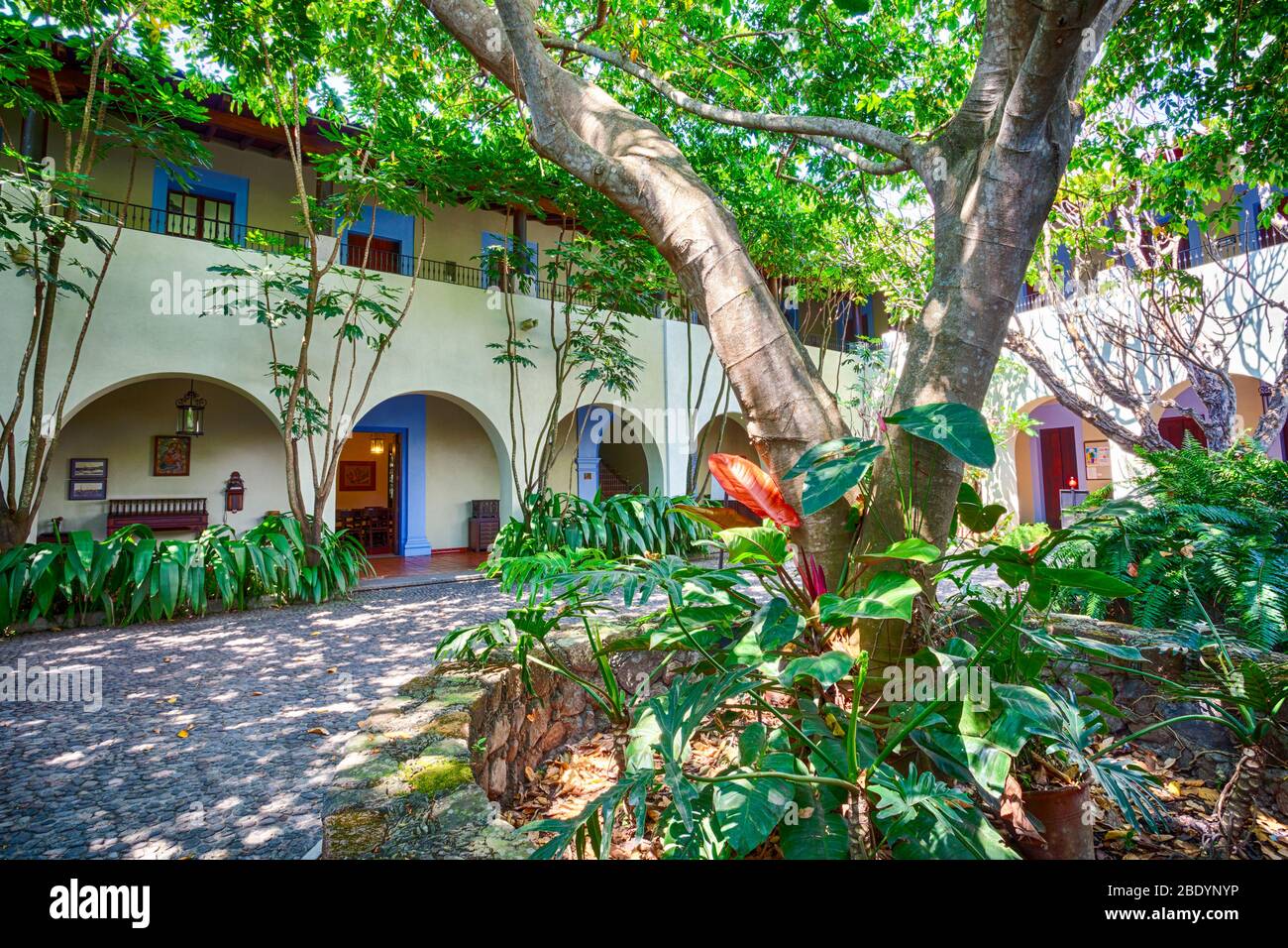 Main patio of the Hacienda Nogueras near Comala, Colima, Mexico Stock