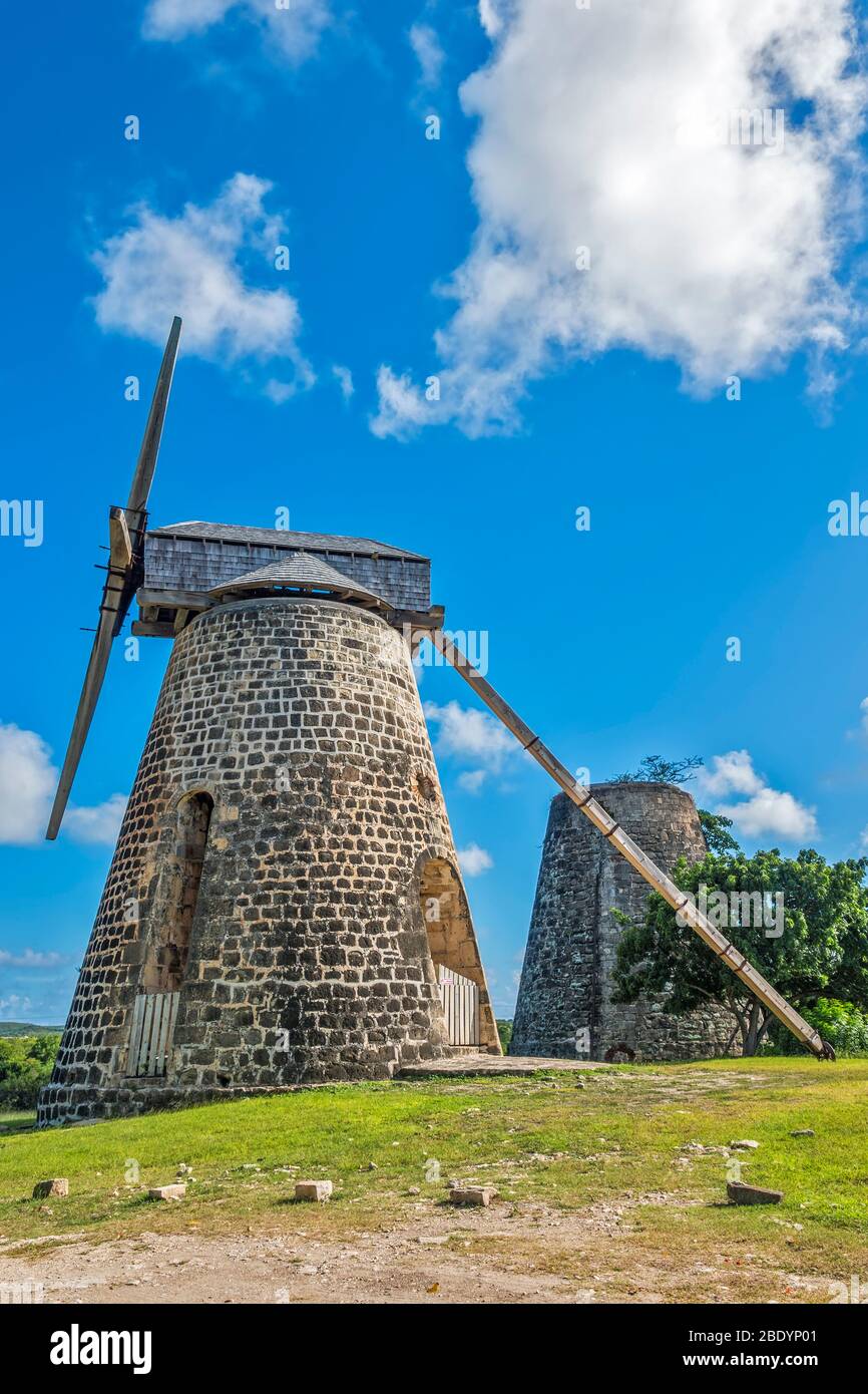 Betty's Hope Sugar Mill, Antigua, West Indies Stock Photo