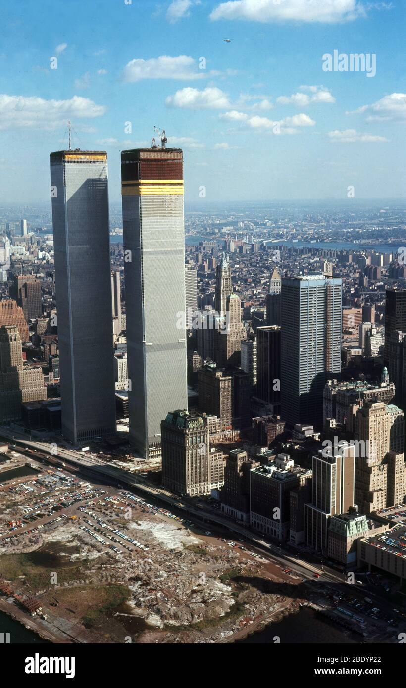 World Trade Center Twin Towers Being Built, 1960s Stock Photo
