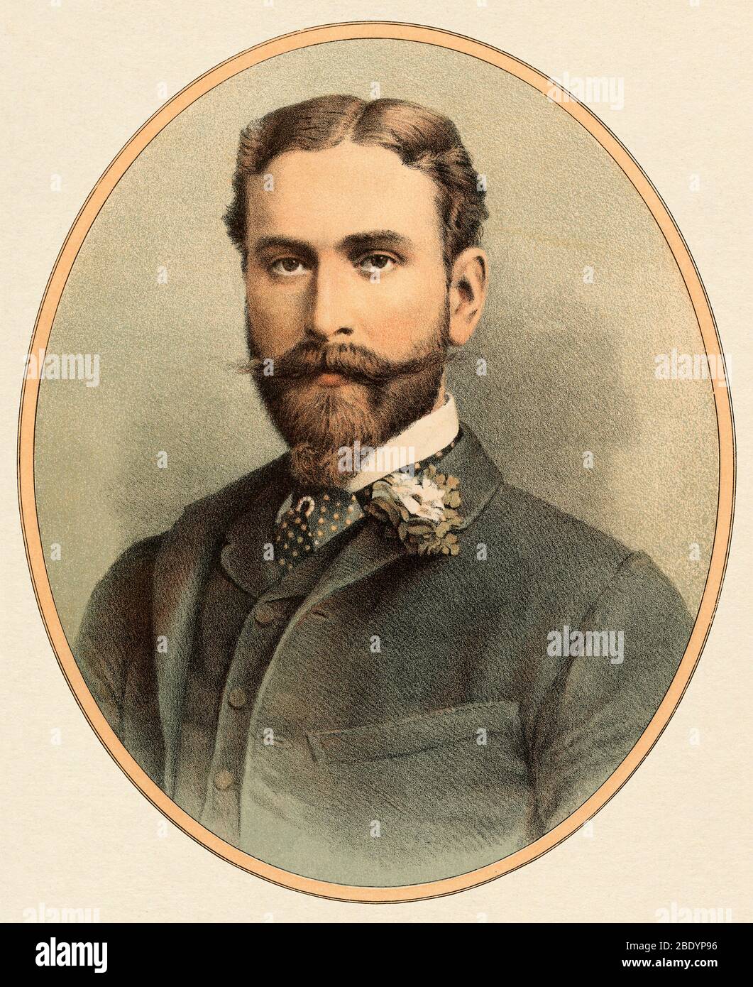 Louis Alexander Mountbatten, Prince of Battenberg, 1880s. Color lithograph Stock Photo