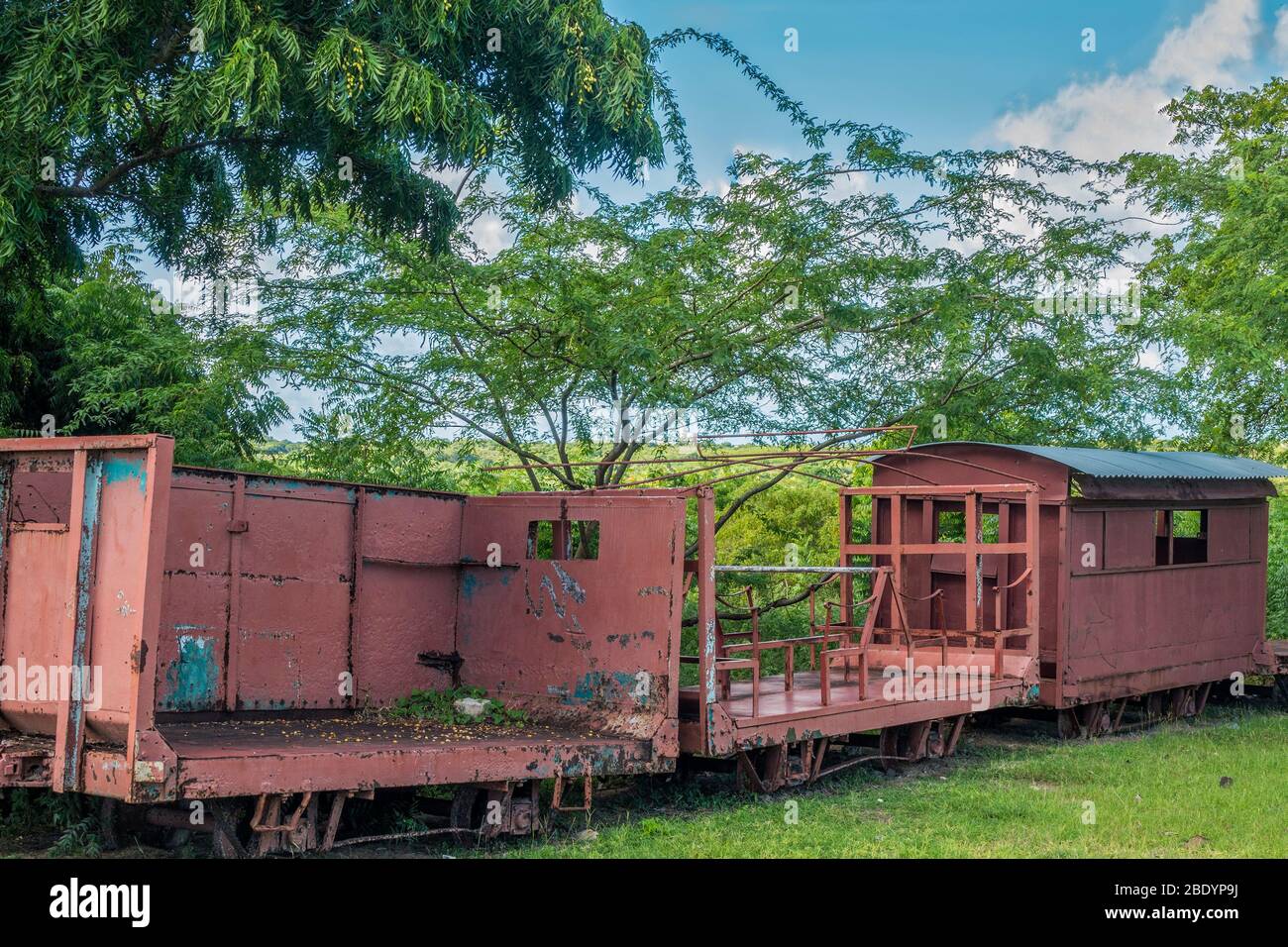 Railway Carriages, Betty's Hope Sugar Mill, Antigua, West Indies Stock