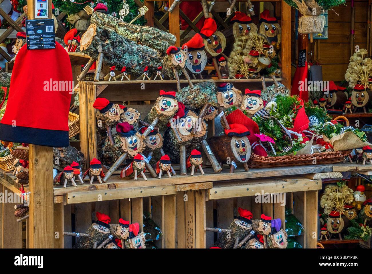 Christmas Market In Barcelona, Spain Stock Photo