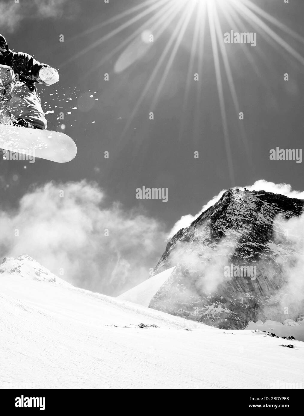 Ski slope on a mountain side Stock Photo