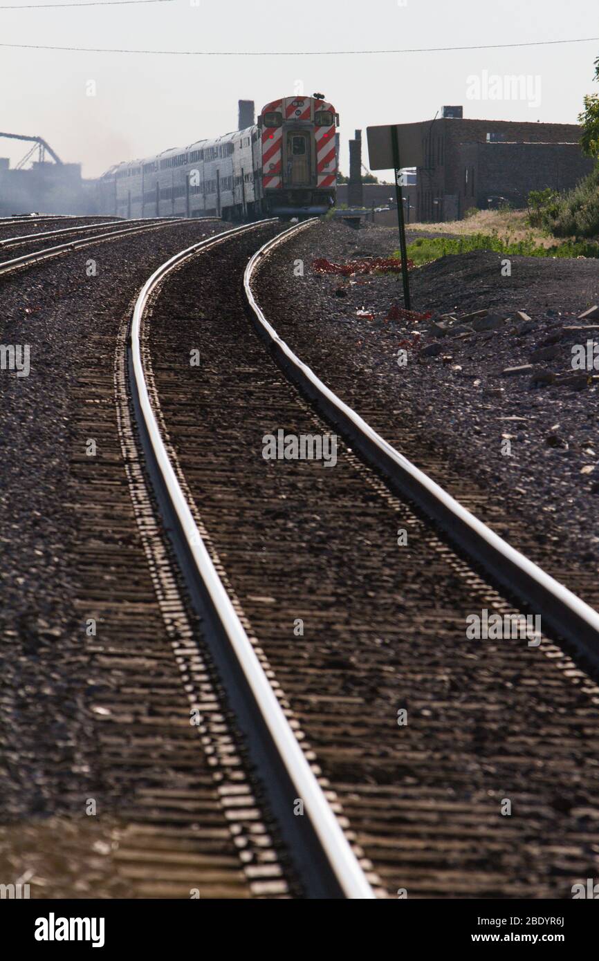 Train rails, Metra Rail, Chicago, Illinois, USA Stock Photo