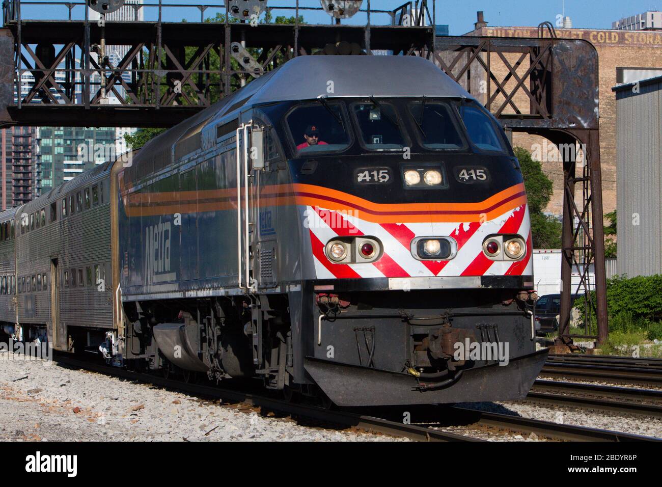 Train locomotive, Metra Rail, Chicago, Illinois, USA Stock Photo