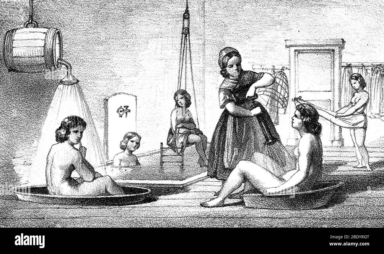 Hydrotherapy, Immersion and Showering, 1860s Stock Photo