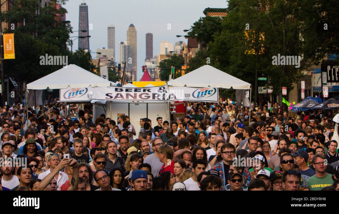 Large crowd on Street Festival, Chicago, Illinois, USA Stock Photo
