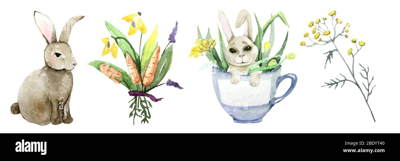Happy easter graphic elements, set Design elements isolated on white ...