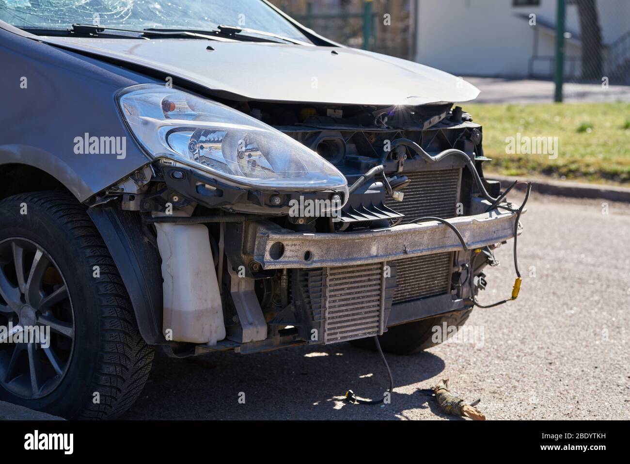 car crash accident on street, damaged automobiles after collision in ...