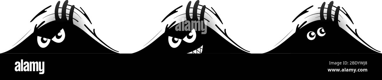 Angry eyes looking out of the darkness. Sticker on a car Stock Vector