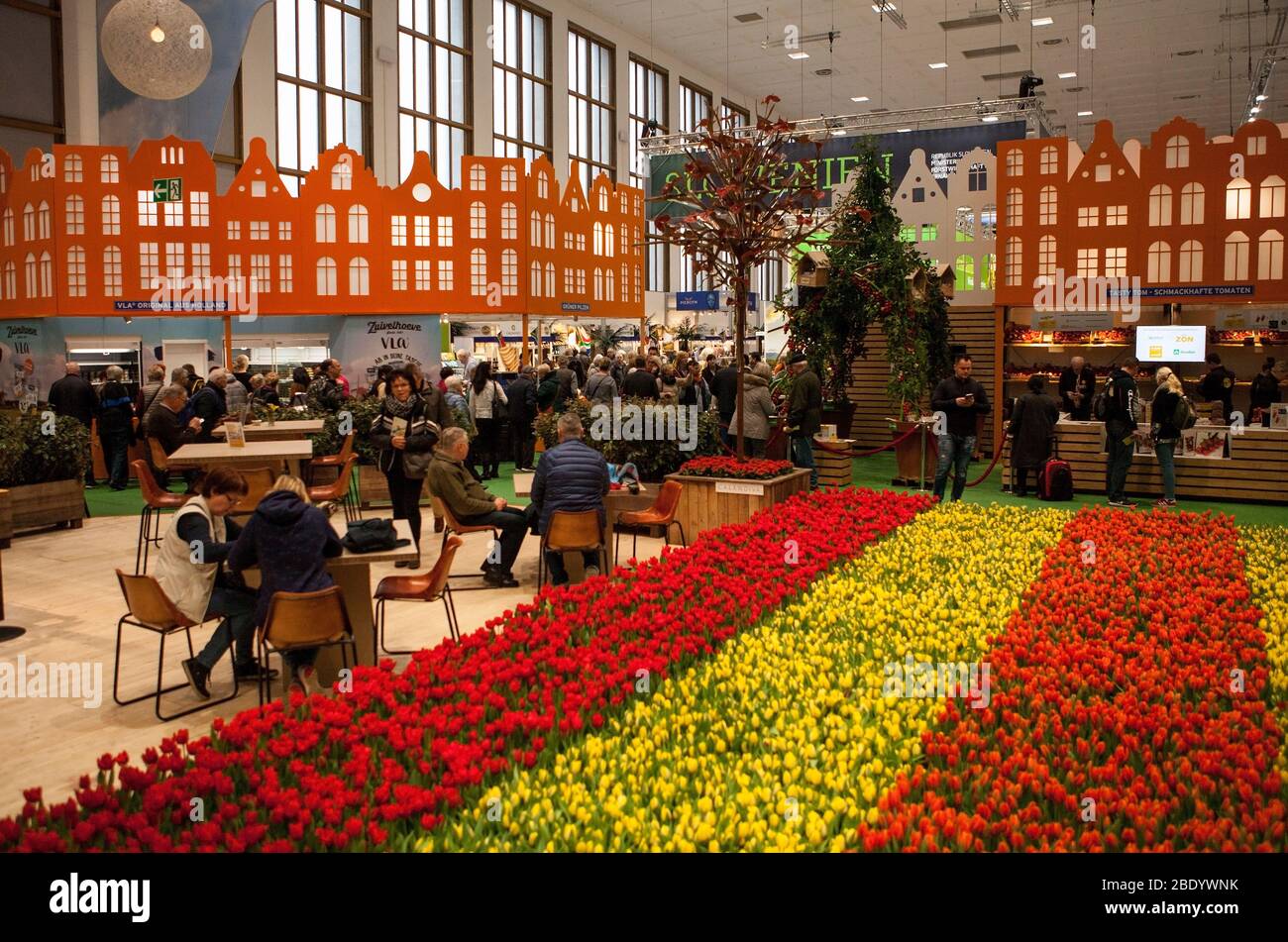 Berlin/Germany -January 22, 2020: Gardening Hall on International Green Week ('Grüne Woche') in Messe Berlin, Germany; the biggest exhibition of food, Stock Photo