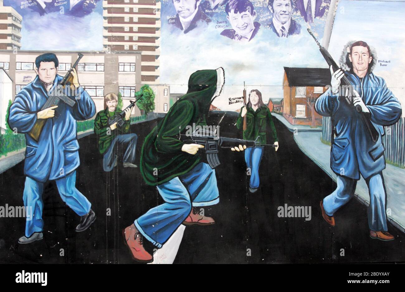 An Irish Republican Army Mural Shows Members Of The Ira On Patrol In North Belfast Northern Ireland Ira Decommissioning Is Confirmed Ira Decommissioning Has Been Confirmed A Report From General John De