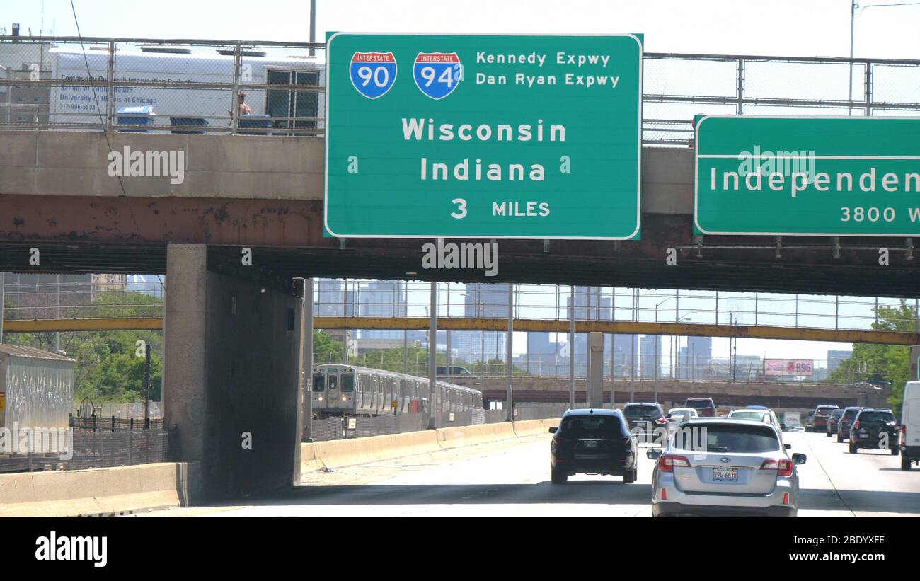 Street signs on freeway wisconsin hi-res stock photography and images ...
