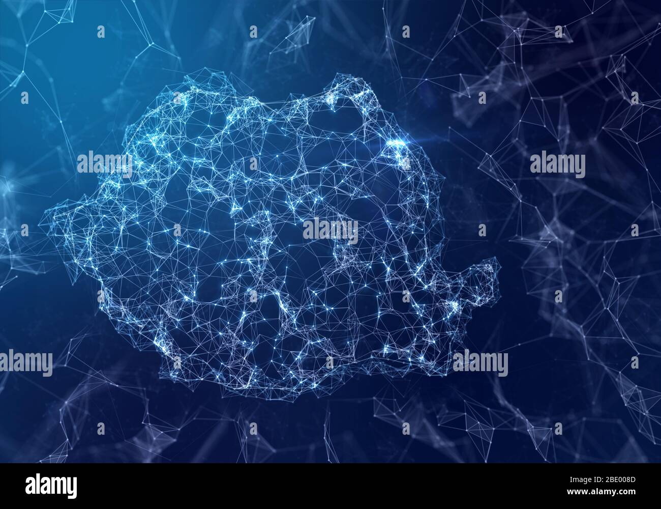 The map of Romania indicating a connected web of dots and lines. (series) Stock Photo