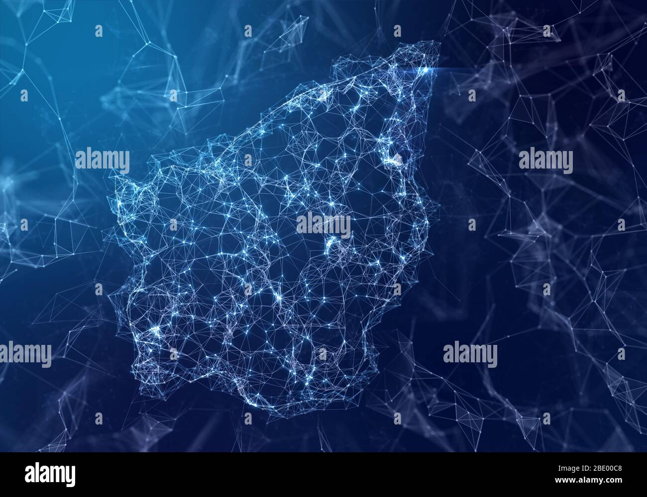 The map of San Marino indicating a connected web of dots and lines. (series) Stock Photo