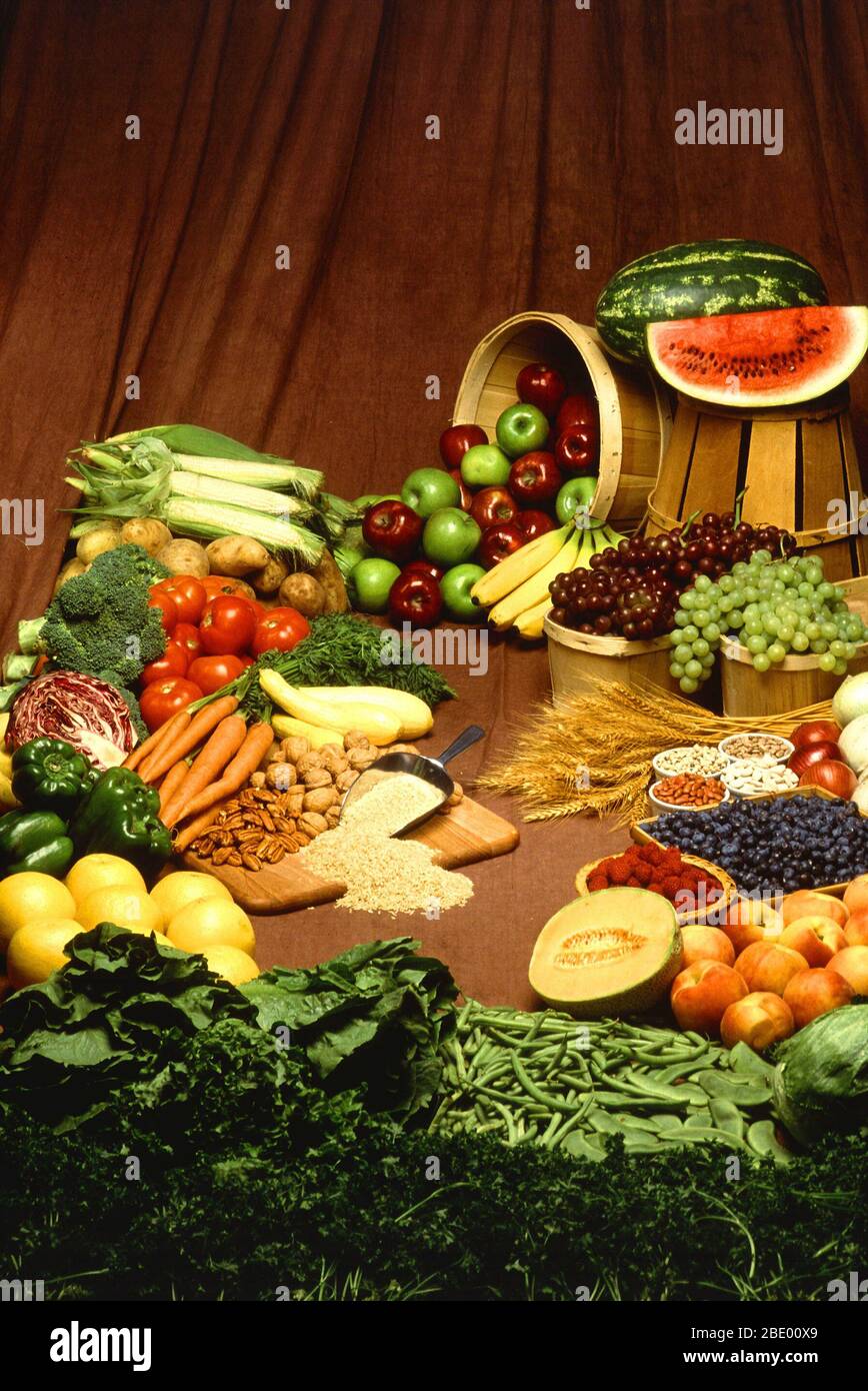 Healthy Food, Fruit and Grain Food Group Stock Photo