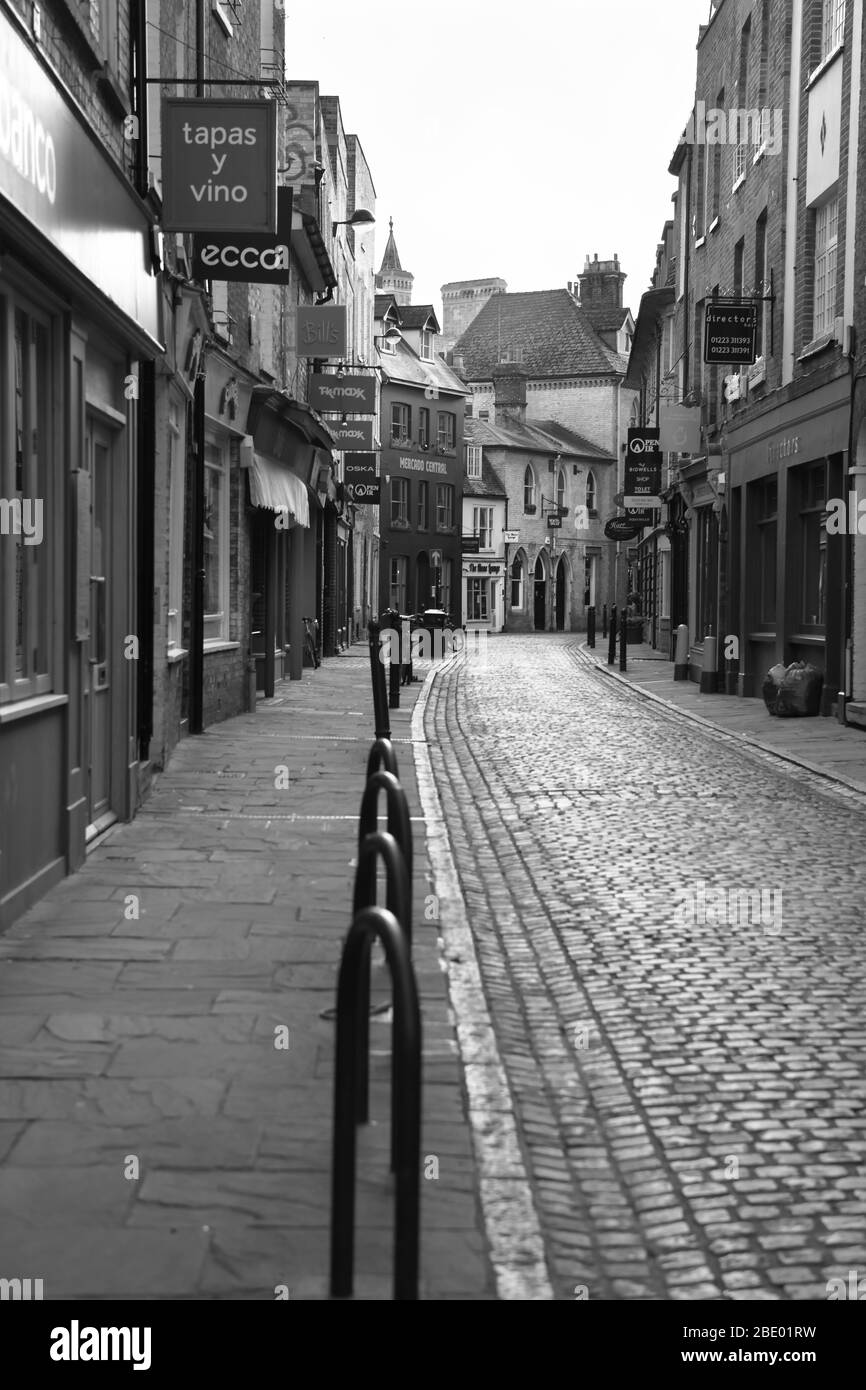 Cambridge street deserted in time of pandemic Stock Photo