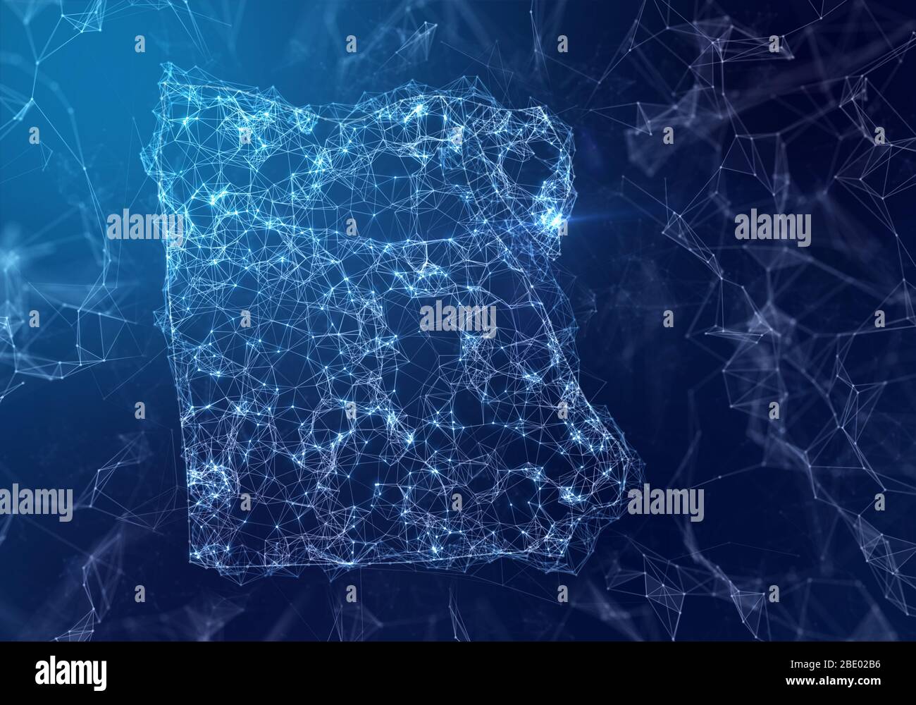 The map of Egypt indicating a connected web of dots and lines. (series) Stock Photo