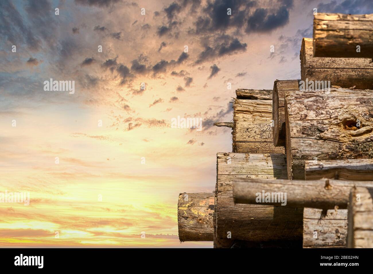 Natural wooden background - closeup of chopped firewood. Firewood ...
