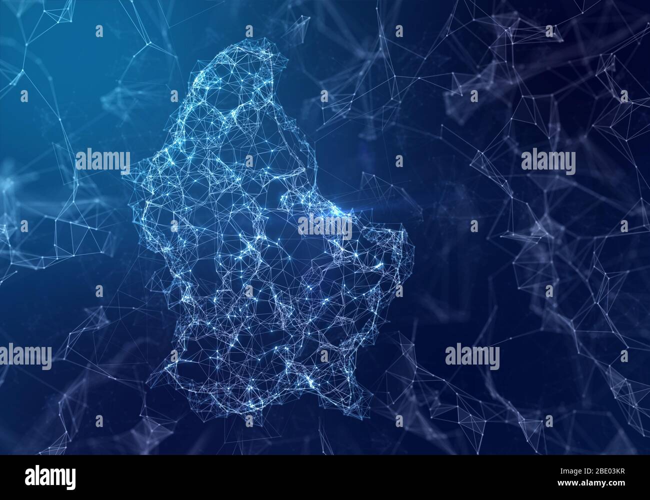 The map of Luxembourg indicating a connected web of dots and lines. (series) Stock Photo