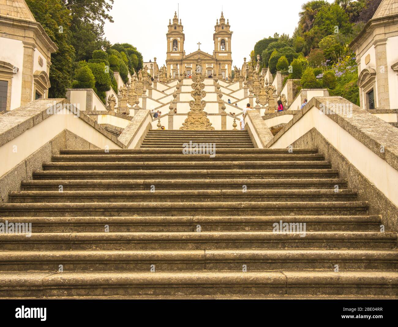 Stairway of the Five Senses: Vision, Hearing, Smell, Taste and Touch depicting the ascent to heaven'  Bom Jesus do Monte Tenões, Portugal Stock Photo