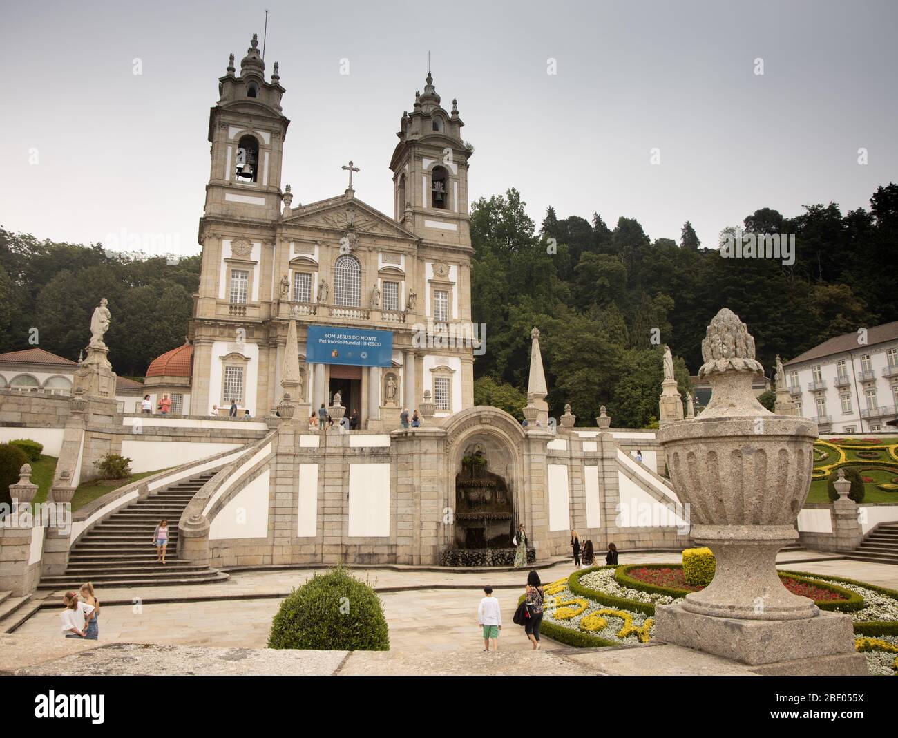 Bom Jesus do Monte is a Portuguese sanctuary in Tenões, outside the city of Braga, in Northern Portugal. Stock Photo