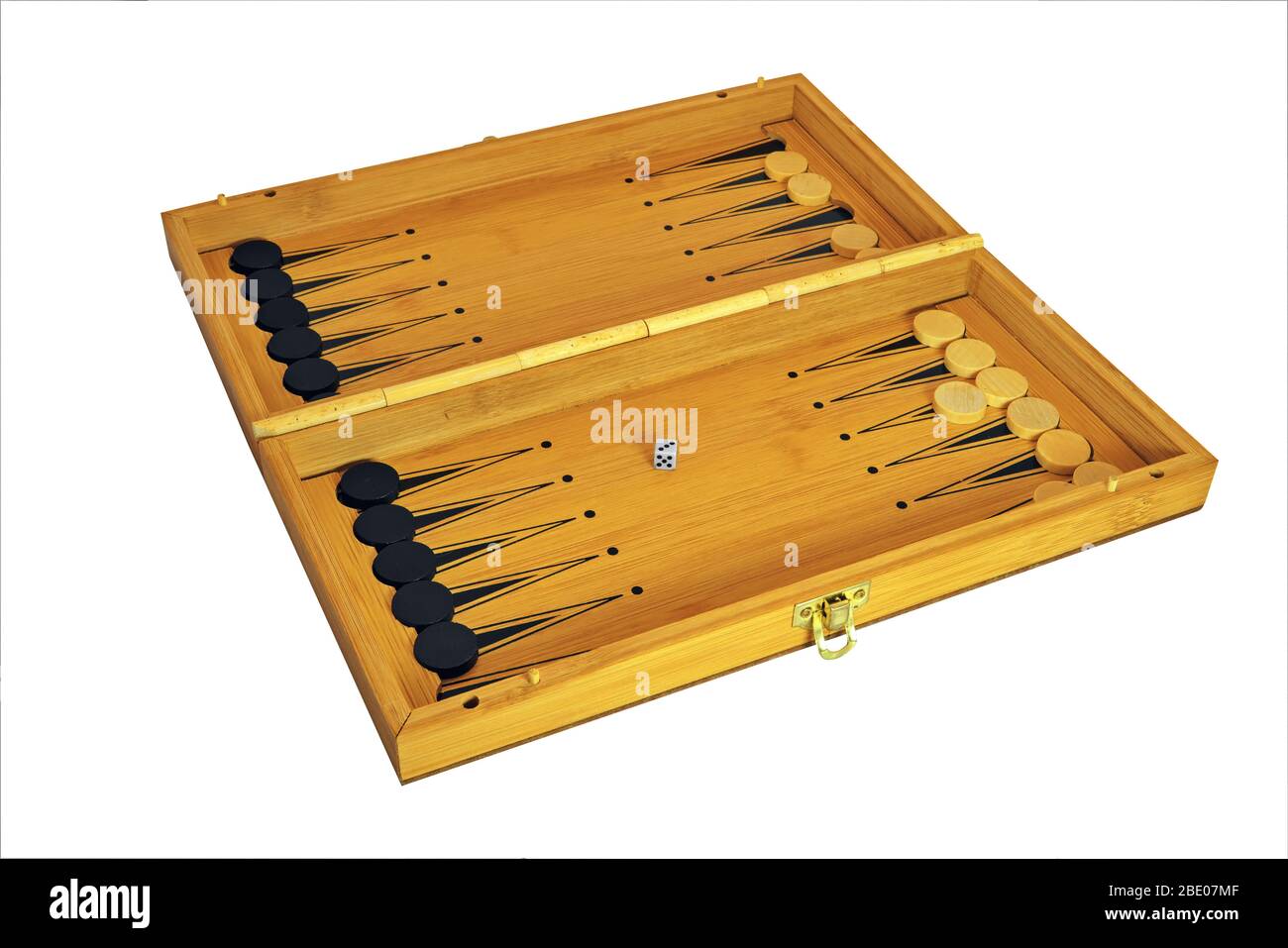 Backgammon game. Backgammon board isolate on a white background close-up. Stock Photo