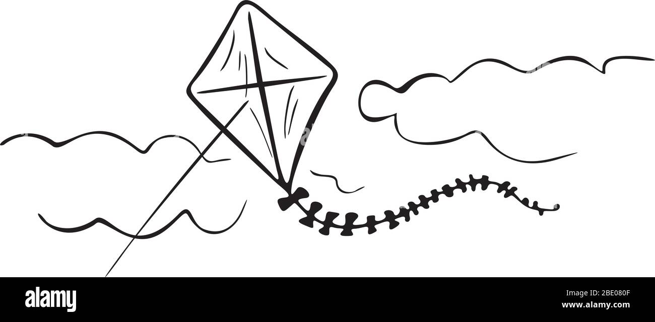 Kites In The Sky Clip Art Black And White