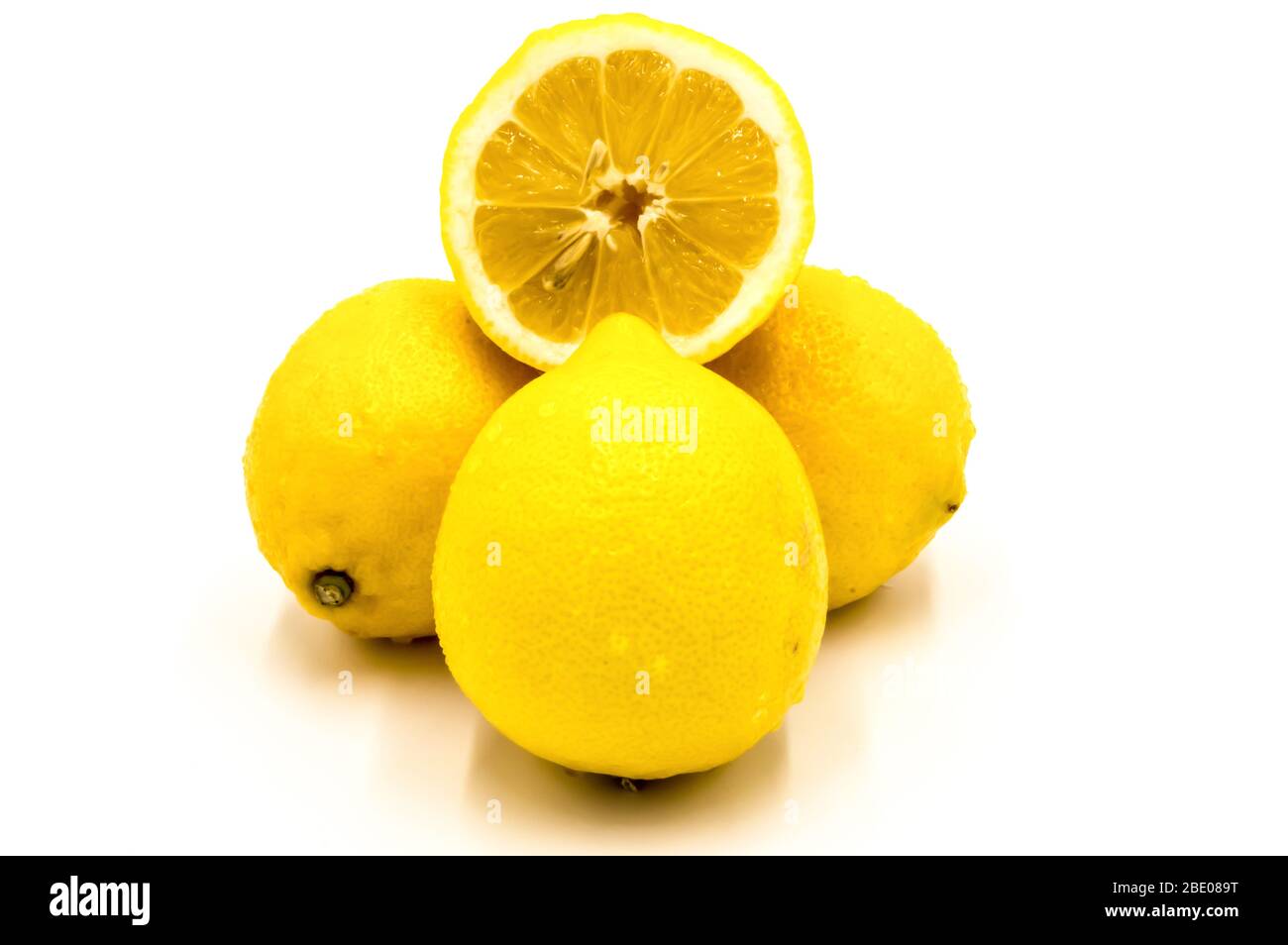 Composition with lemons isolated on white background. Stock Photo