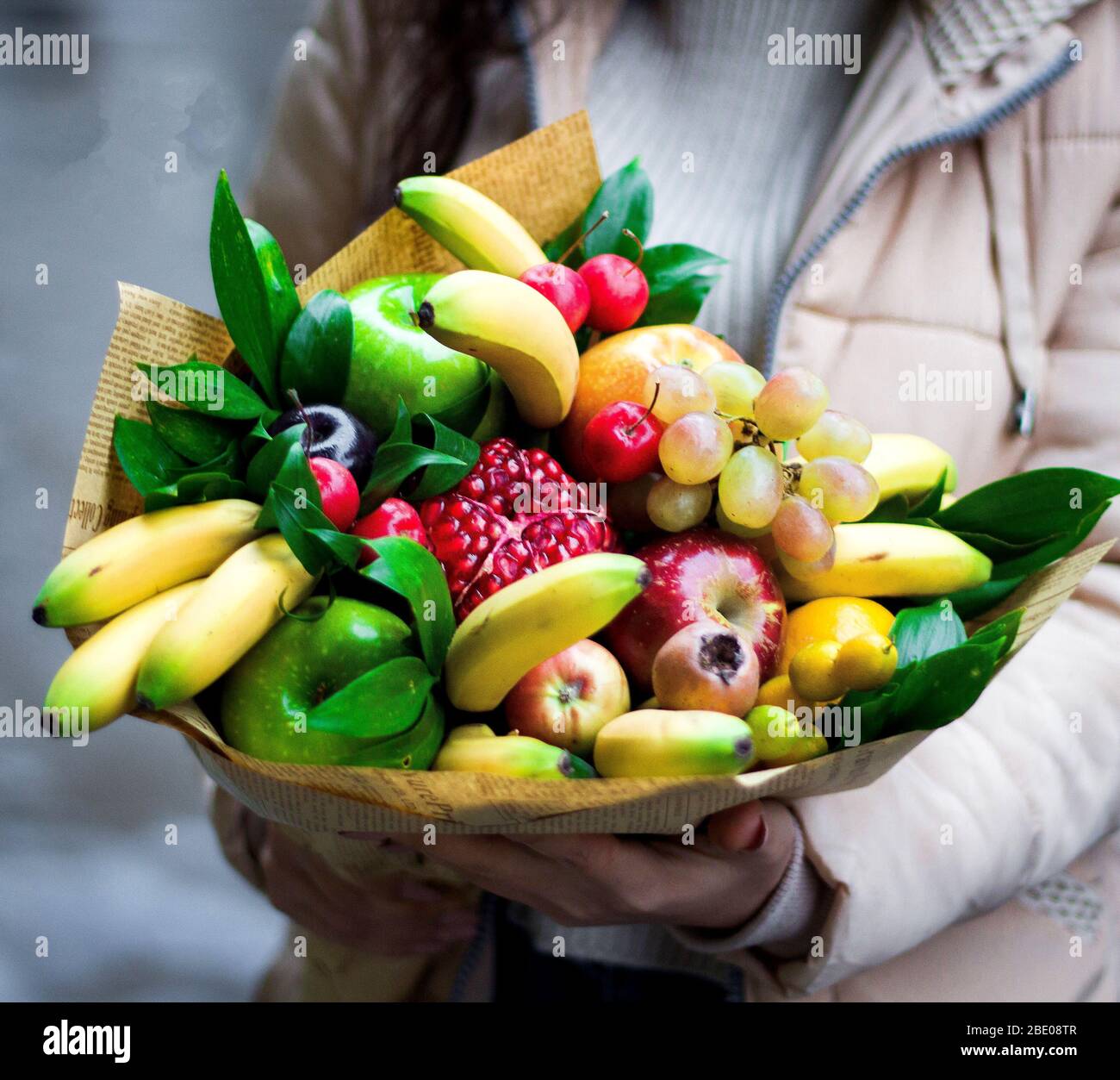 fruit bouquet with mixed fruits Stock Photo Alamy