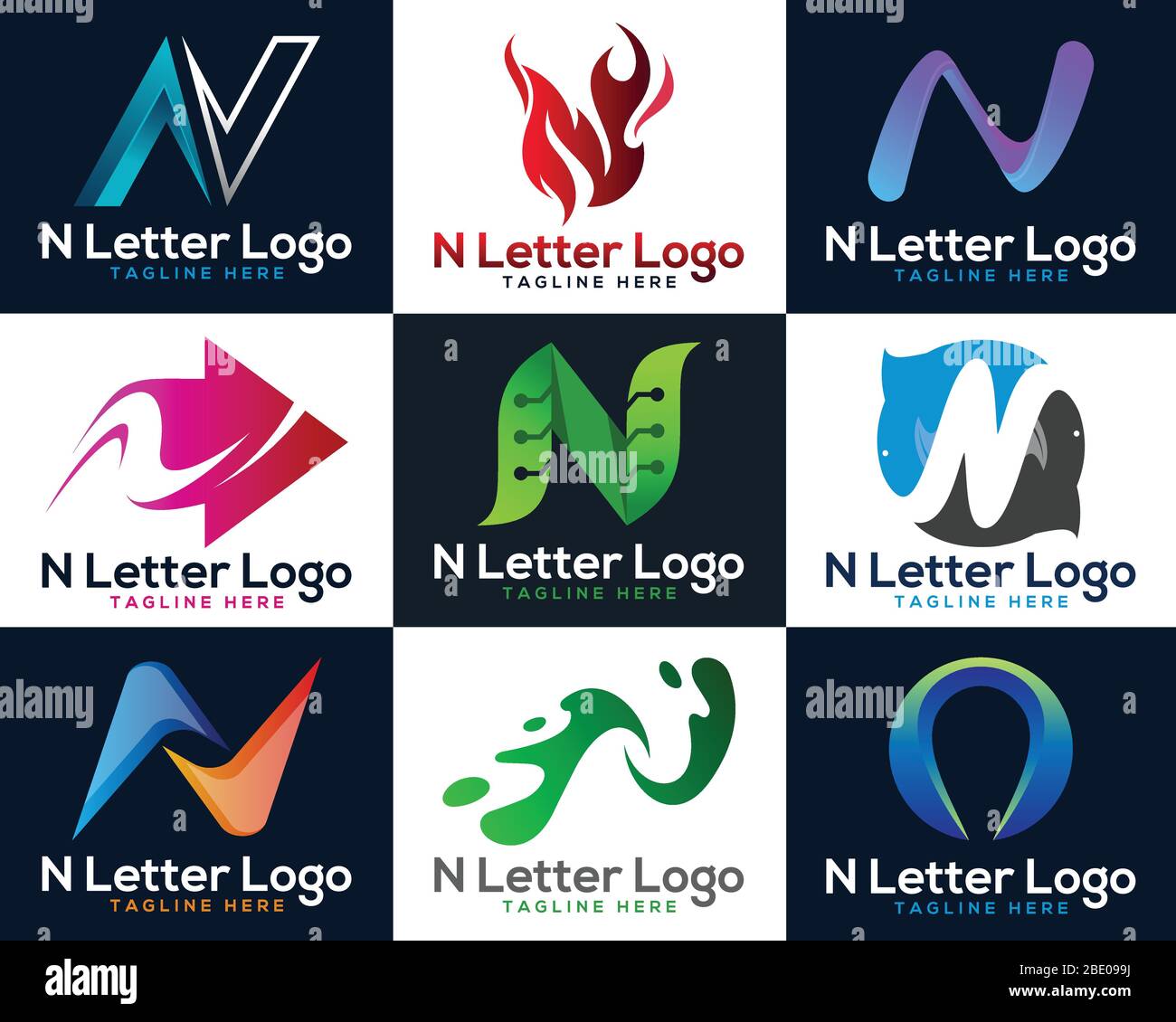 Letter N logo design for any business vector graphic element. Creative Letter N Logo design vector template. Stock Vector