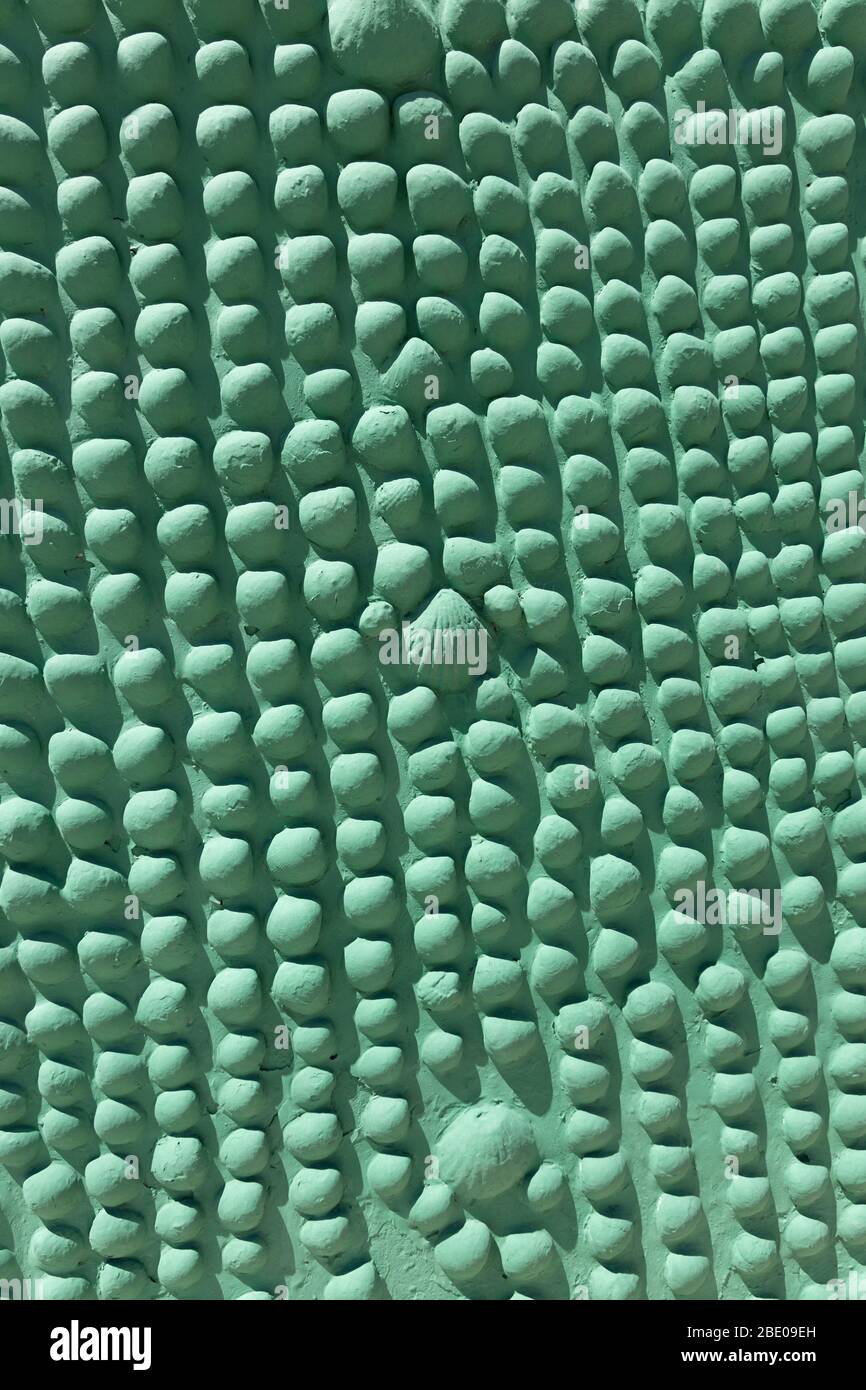 Green painted shell wall Stock Photo