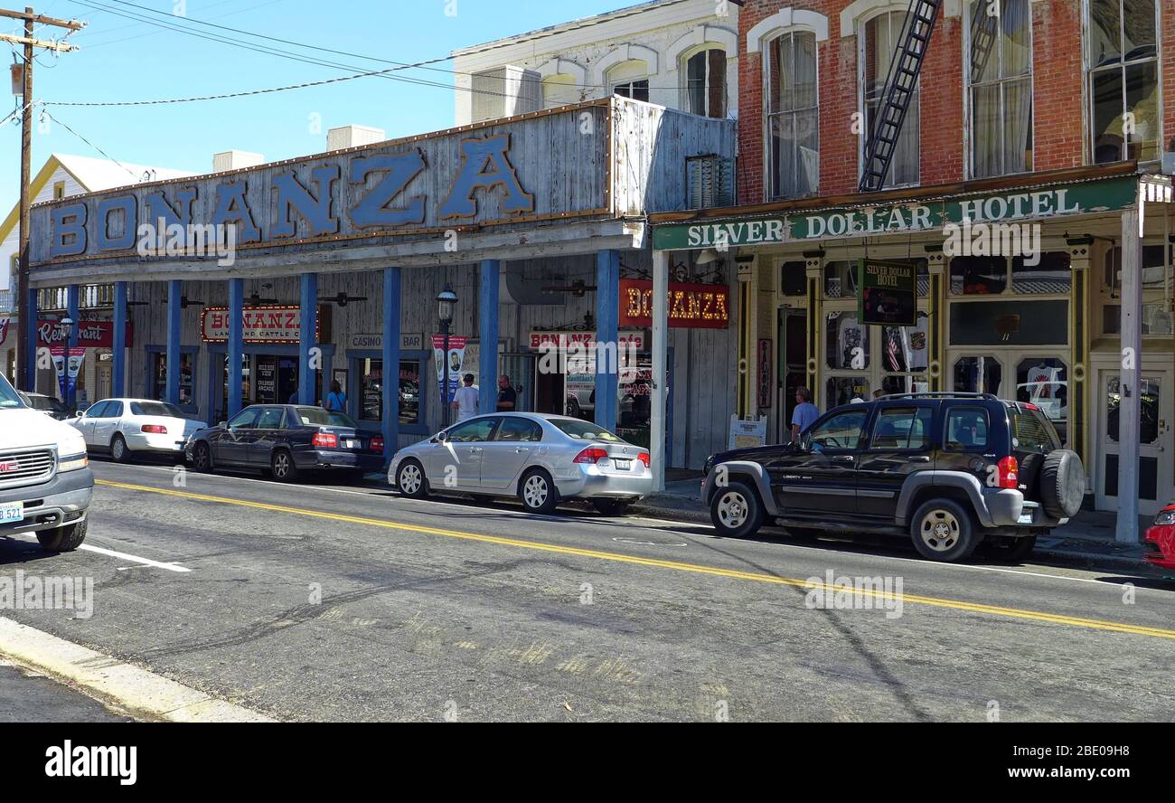 Shops on C street, Virginia City in Nevada USA Stock Photo Alamy