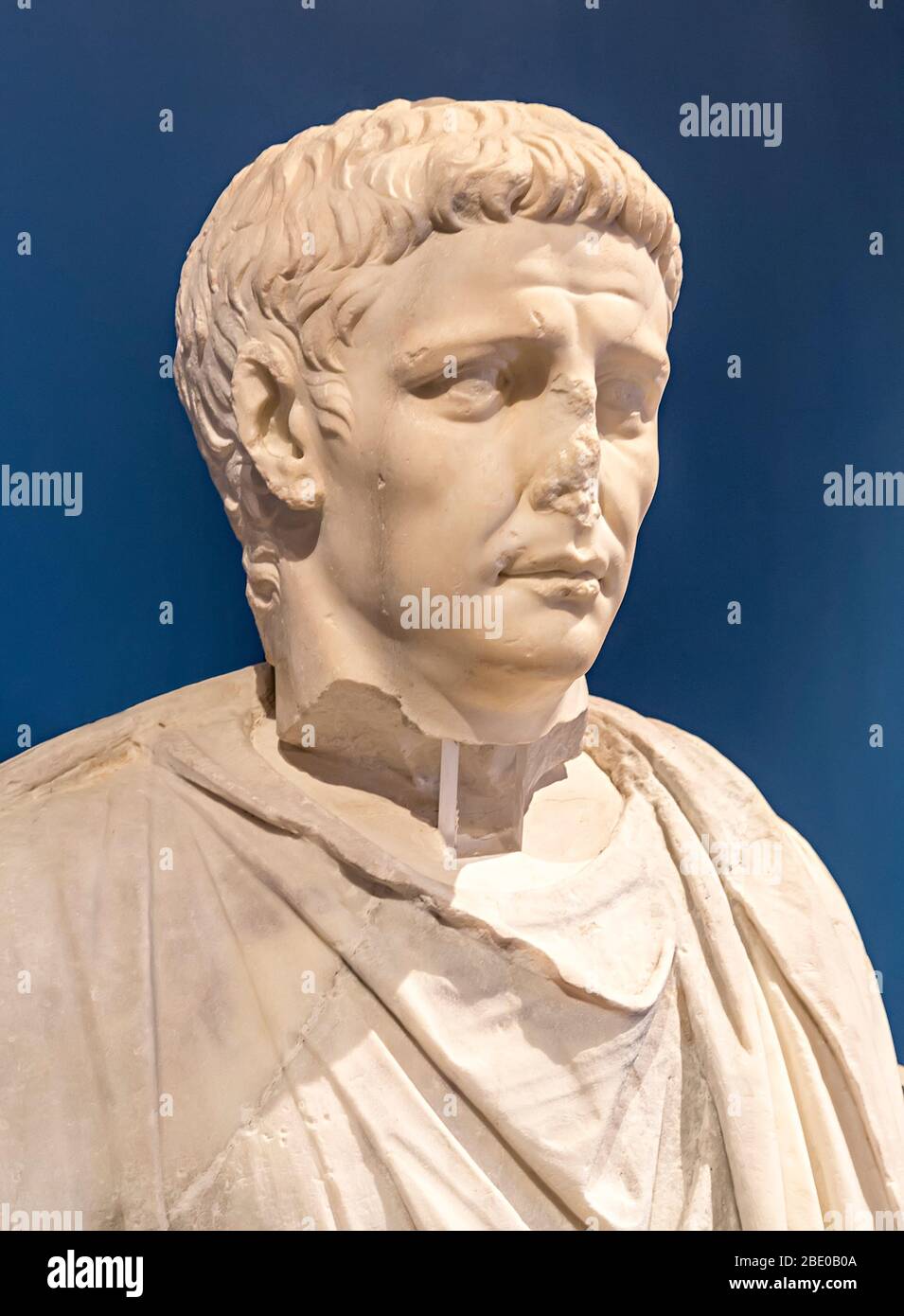 Bust of Claudius, 1st century AD, at the museum for the Roman villa, Domus Romana, Rabat, Malta Stock Photo