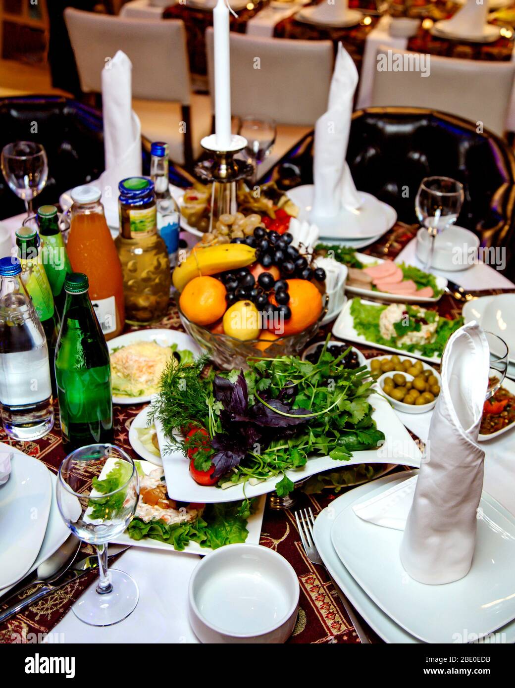 a table at restaurant with various meal Stock Photo Alamy
