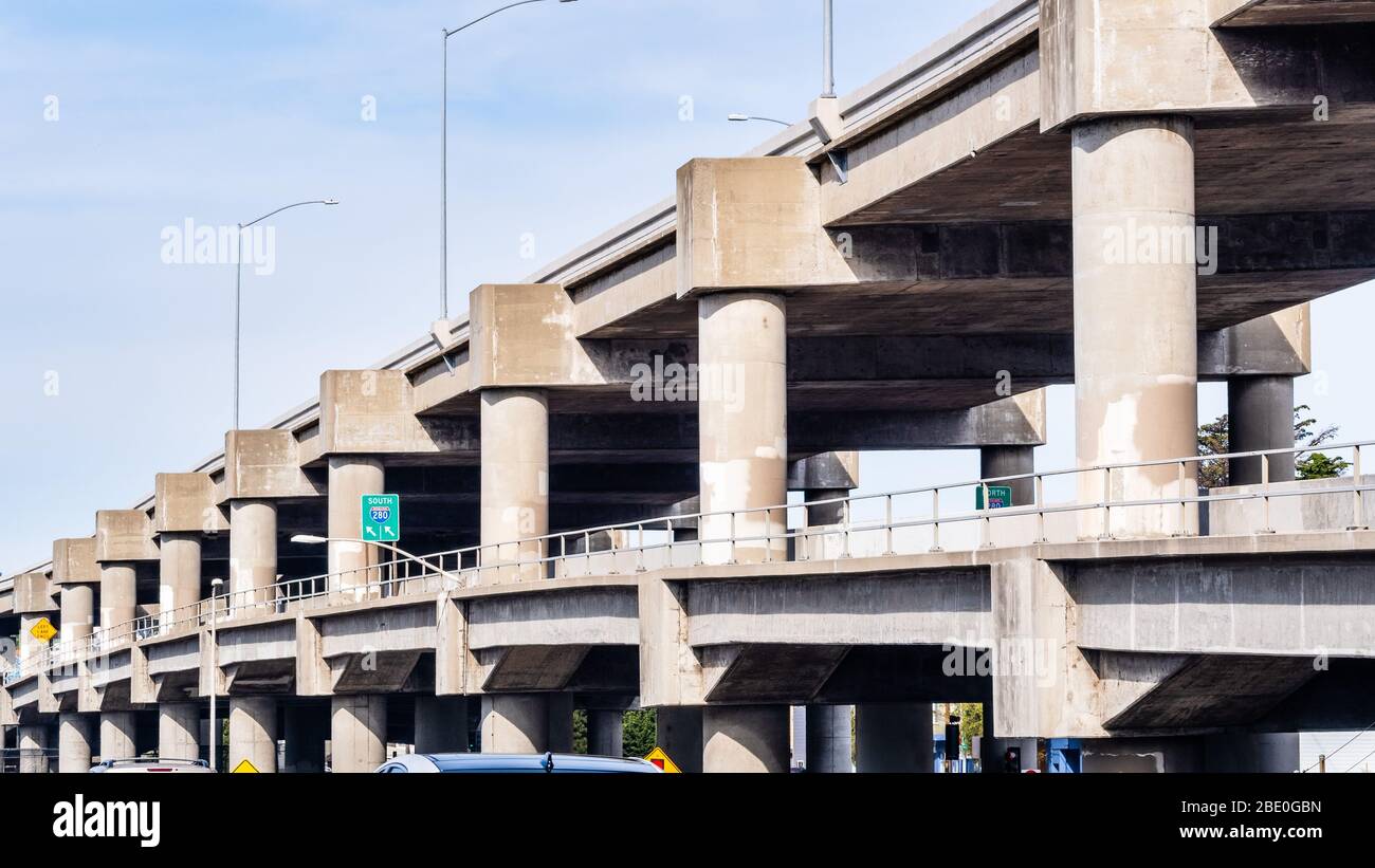 Doubledecker freeway going into San Francisco, California Stock Photo
