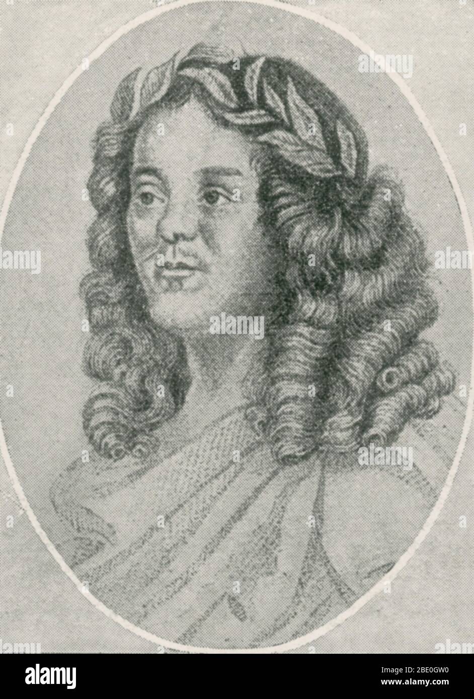 Sir William Davenant (1606-1668), also spelled D'Avenant, was an English poet and playwright. He was one of the rare figures in English Renaissance theatre whose career spanned both the Caroline and Restoration eras and who was active both before and after the English Civil War and during the Interregnum. Poet Laureate, 1637-1668. Stock Photo