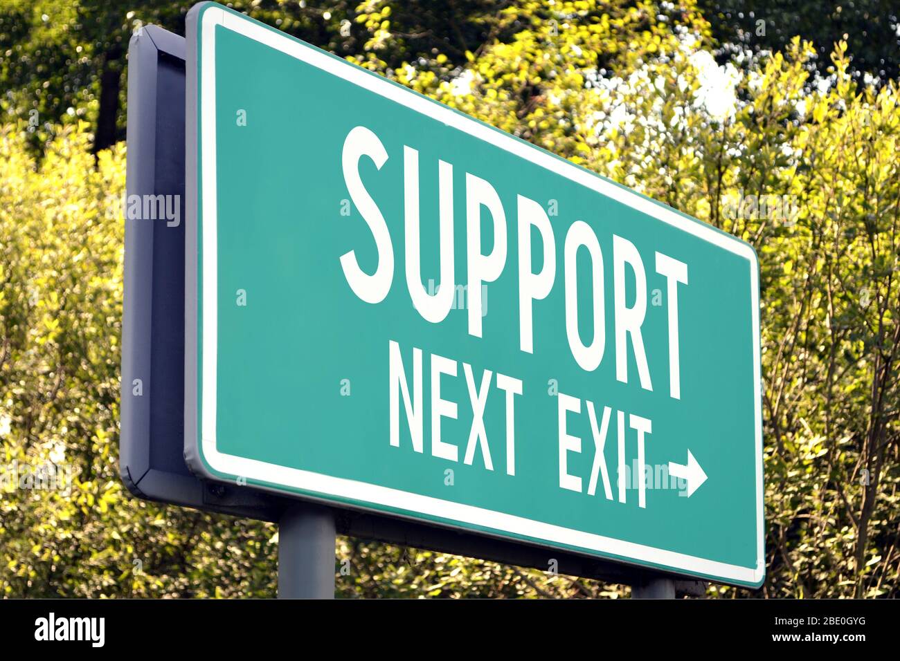 Support - next exit sign Stock Photo - Alamy