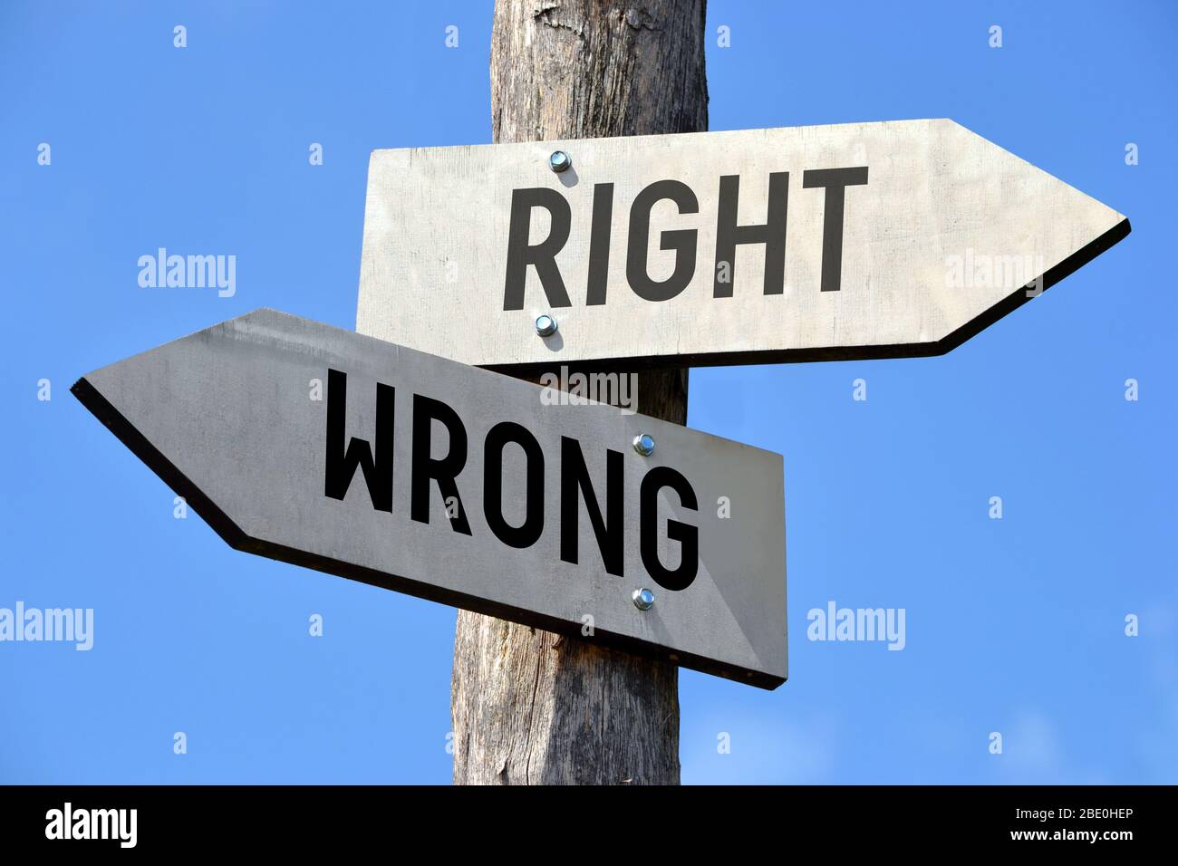Right And Wrong Signpost Stock Photo Alamy